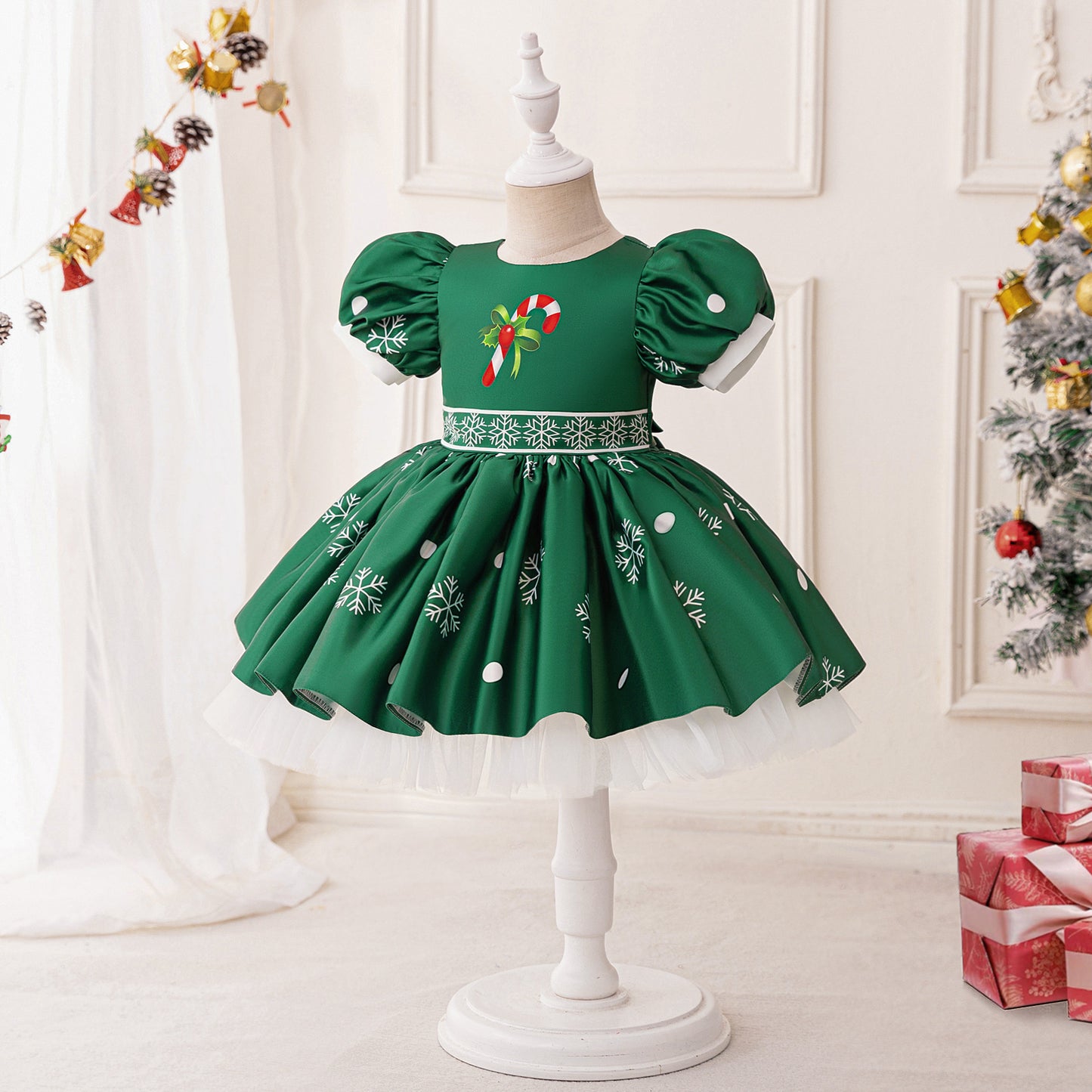 Tea Length Princess Ball Gown with Cartoon Print & Ruffles for Girls