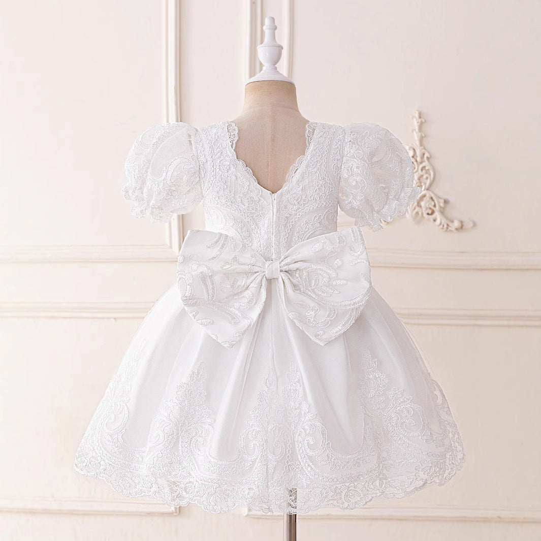 Princess Lace Puff Ball Gown for Girls – Flower Girl & Party Dress