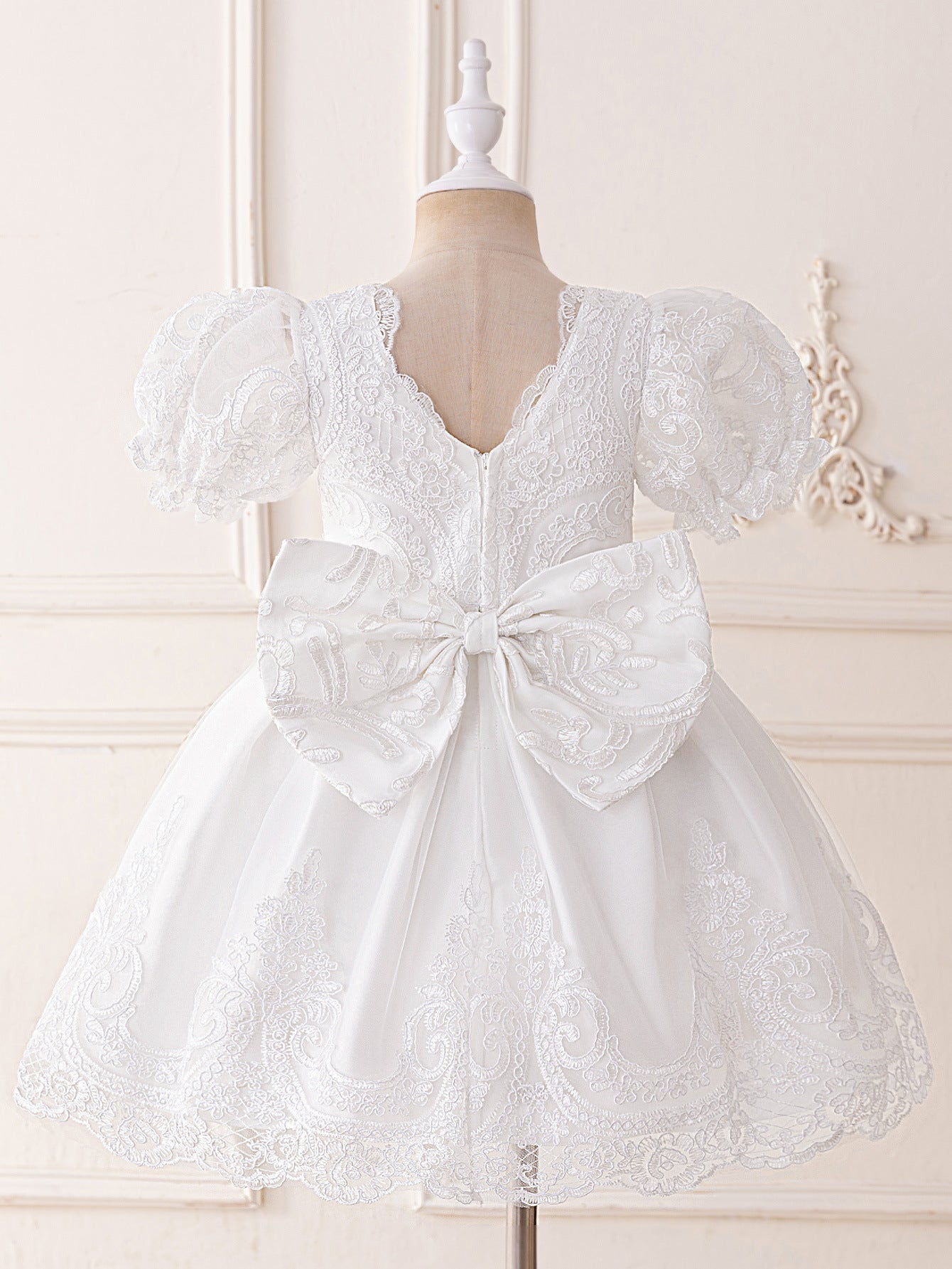 Princess Lace Puff Ball Gown for Girls – Flower Girl & Party Dress