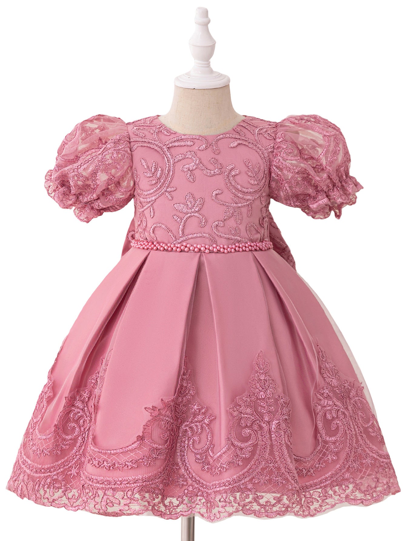 Princess Lace Puff Ball Gown for Girls – Flower Girl & Party Dress