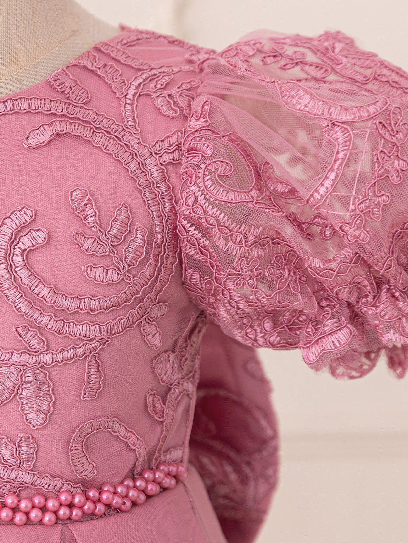 Princess Lace Puff Ball Gown for Girls – Flower Girl & Party Dress