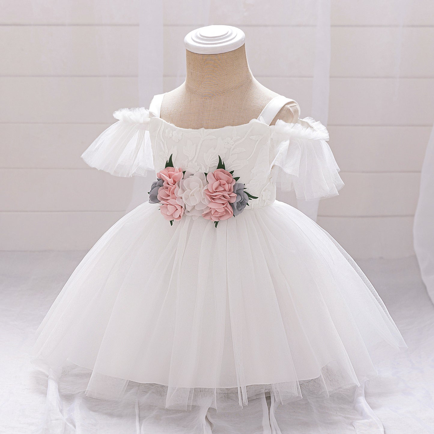 Off-Shoulder Princess Puffy Ball Gown Dress for Kids | Flower Girl & Birthday Party