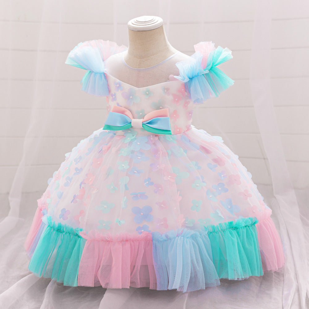 Princess Puffy Ball Gown Tulle Dress for Girls - Multicolor Fairy Party & Flower Girl Outfit