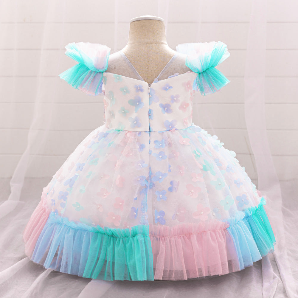 Princess Puffy Ball Gown Tulle Dress for Girls - Multicolor Fairy Party & Flower Girl Outfit
