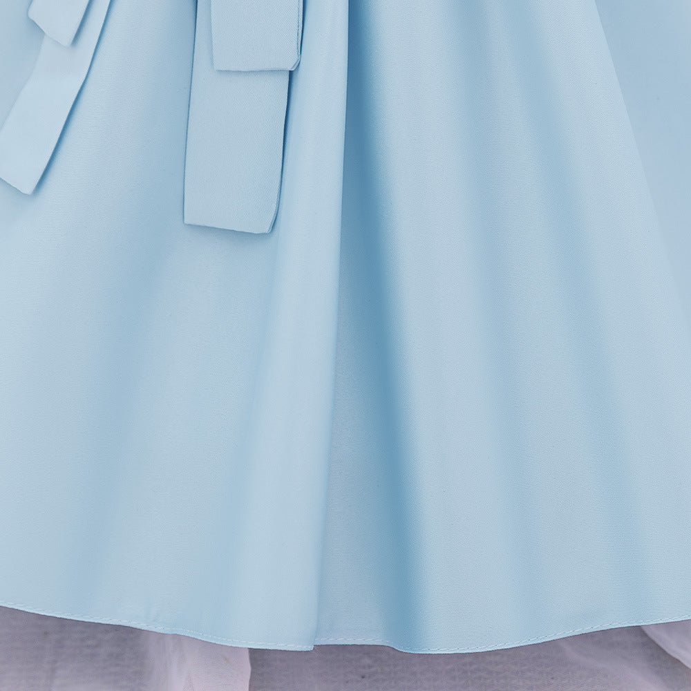 Princess Ball Gown Puffy Dress for Toddlers – Satin Ruffle Bowknot Party Frock