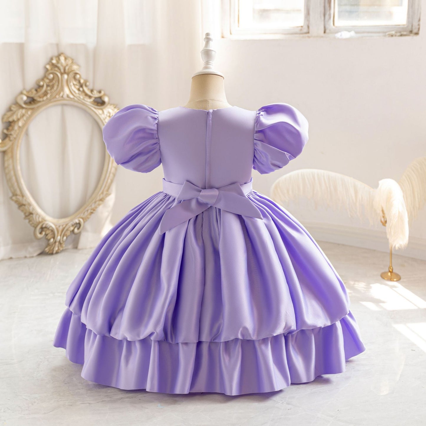 Princess Puffy Tea Length Ball Gown Dress for Girls | Fairy Style Party Dress