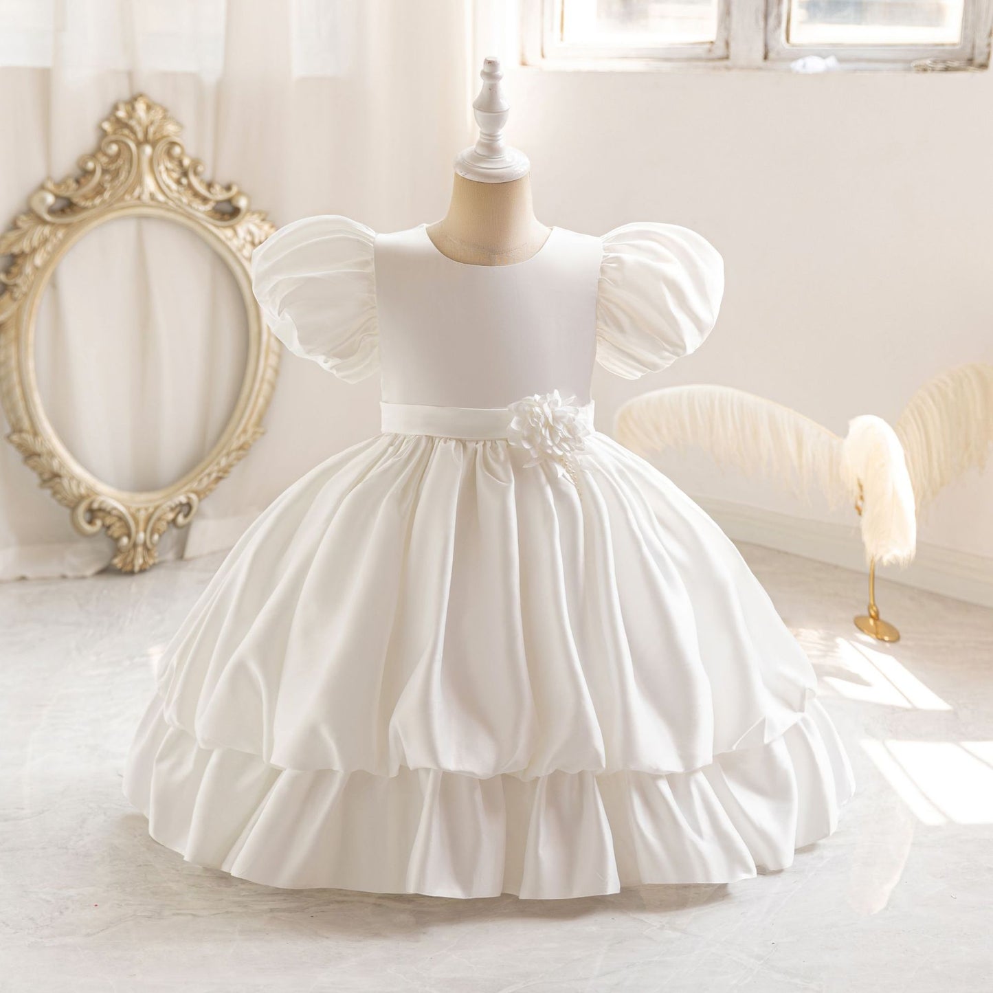 Princess Puffy Tea Length Ball Gown Dress for Girls | Fairy Style Party Dress