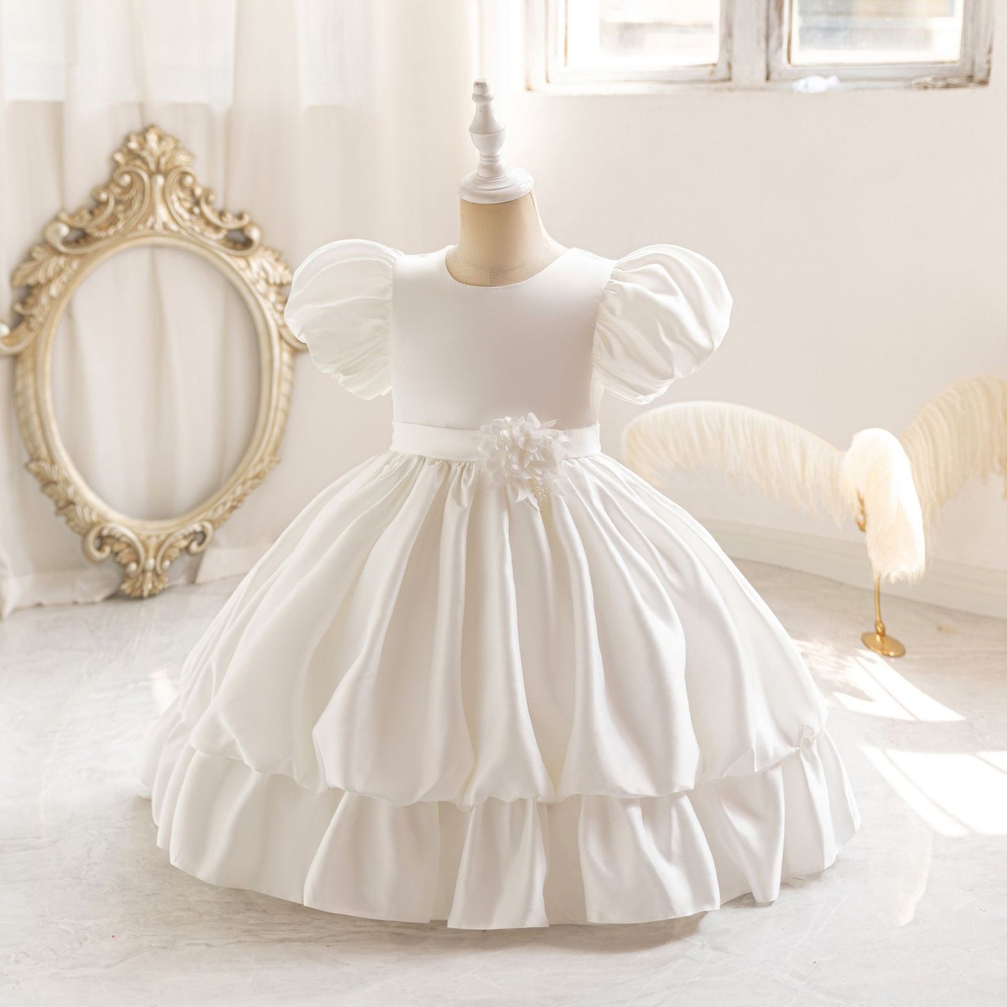 Princess Puffy Tea Length Ball Gown Dress for Girls | Fairy Style Party Dress