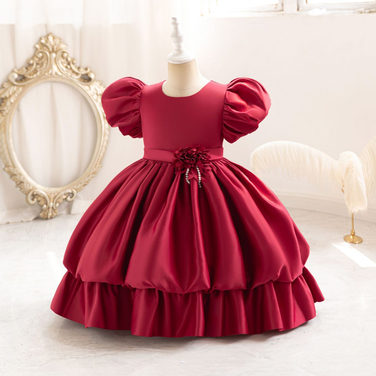Princess Puffy Tea Length Ball Gown Dress for Girls | Fairy Style Party Dress