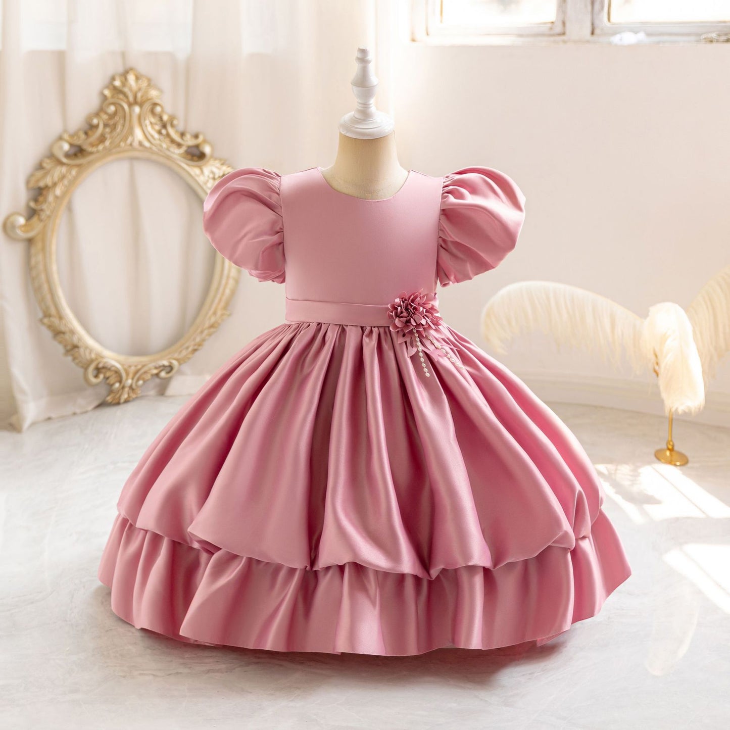 Princess Puffy Tea Length Ball Gown Dress for Girls | Fairy Style Party Dress