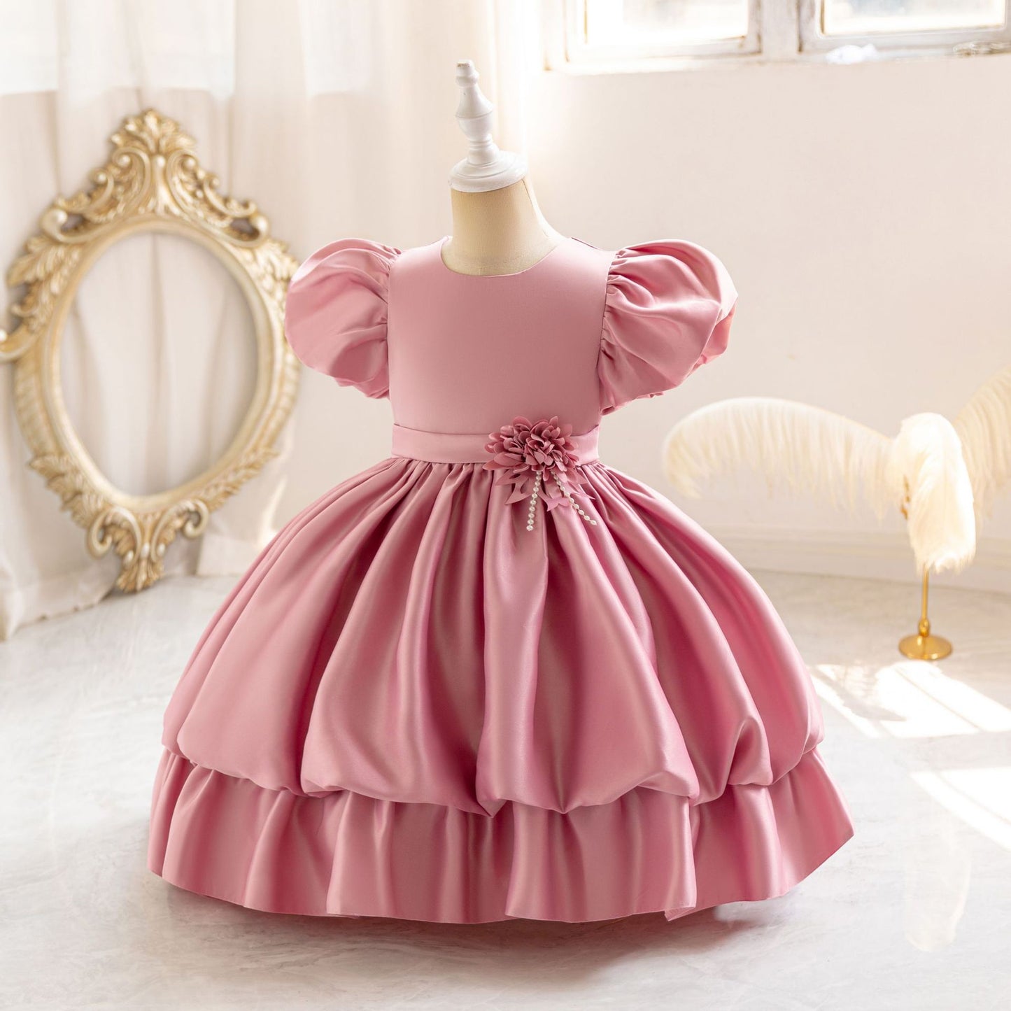 Princess Puffy Tea Length Ball Gown Dress for Girls | Fairy Style Party Dress