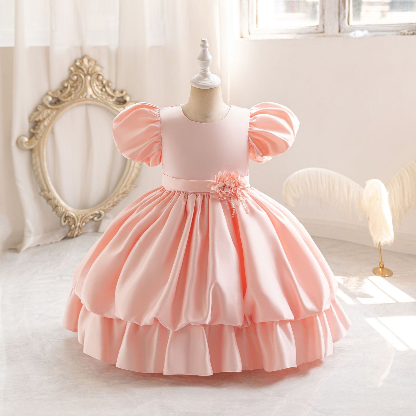 Princess Puffy Tea Length Ball Gown Dress for Girls | Fairy Style Party Dress
