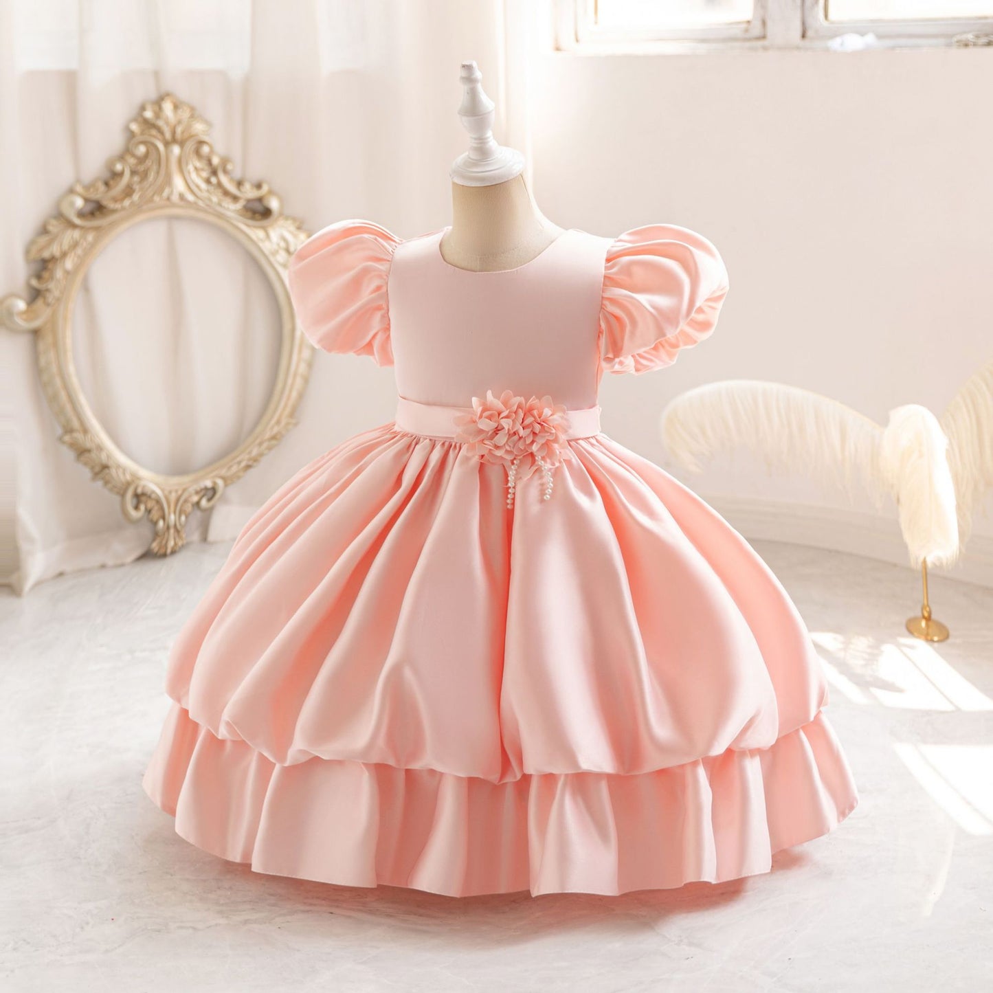 Princess Puffy Tea Length Ball Gown Dress for Girls | Fairy Style Party Dress