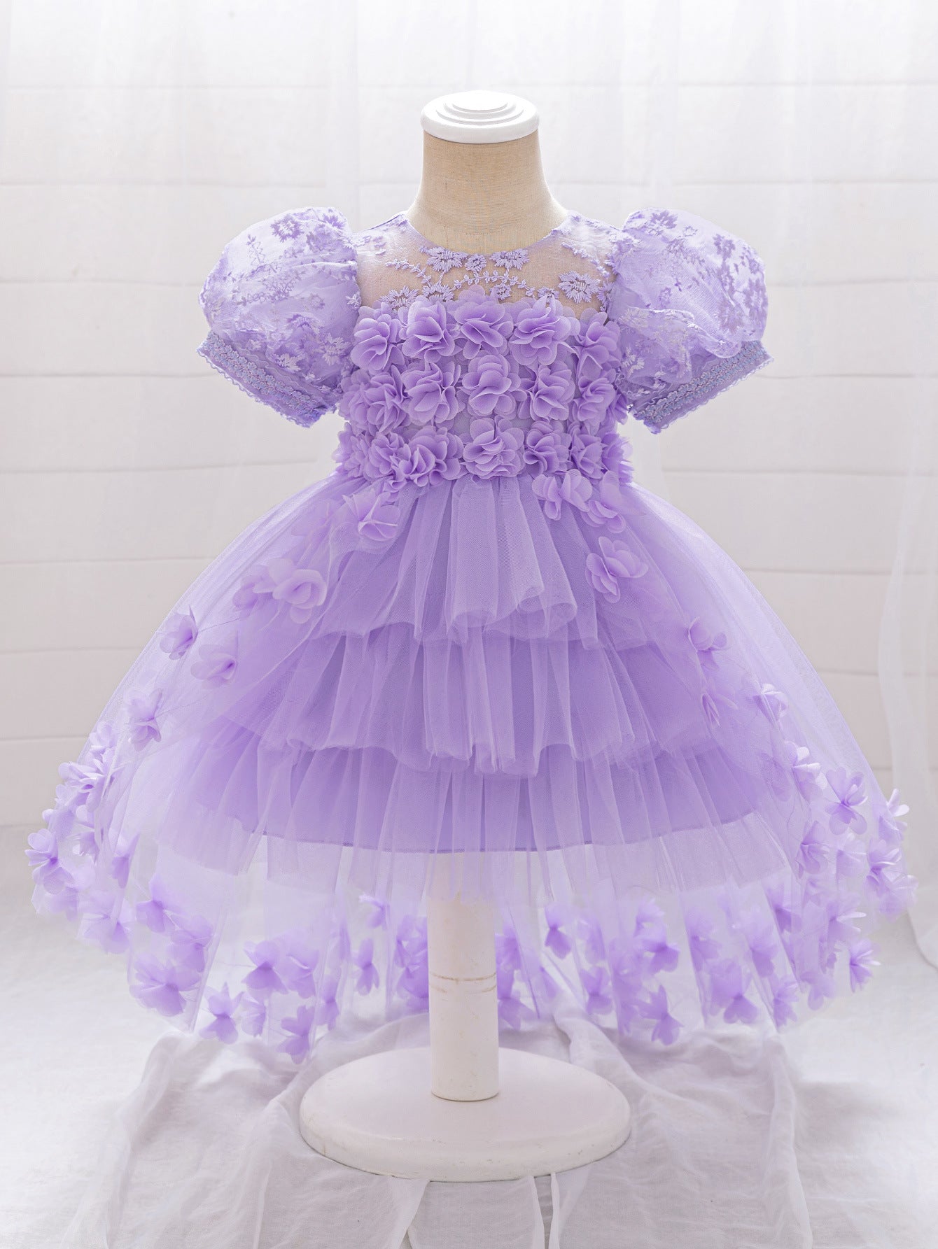 Princess Puffy High-Low Tulle Ball Gown for Girls – Party, Wedding & Event Dress (9M-4Y)