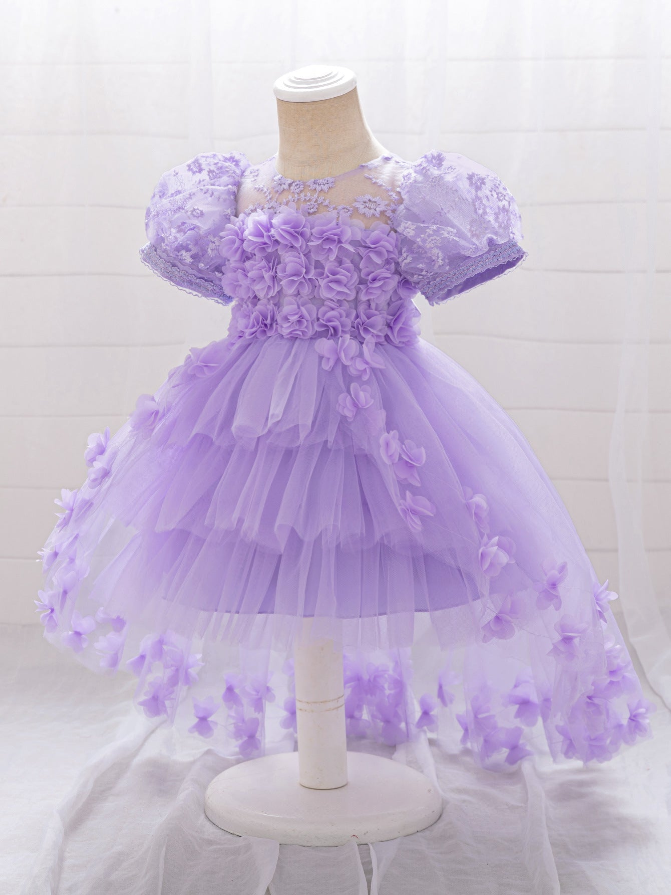Princess Puffy High-Low Tulle Ball Gown for Girls – Party, Wedding & Event Dress (9M-4Y)