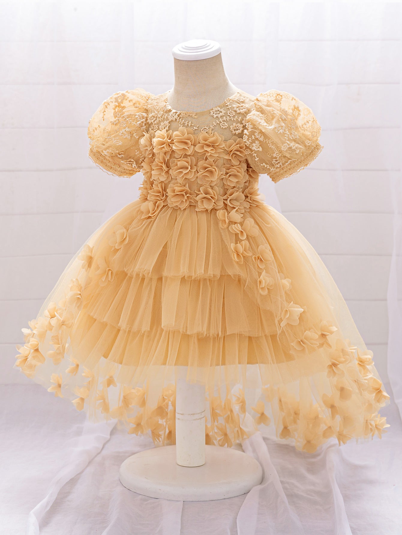 Princess Puffy High-Low Tulle Ball Gown for Girls – Party, Wedding & Event Dress (9M-4Y)
