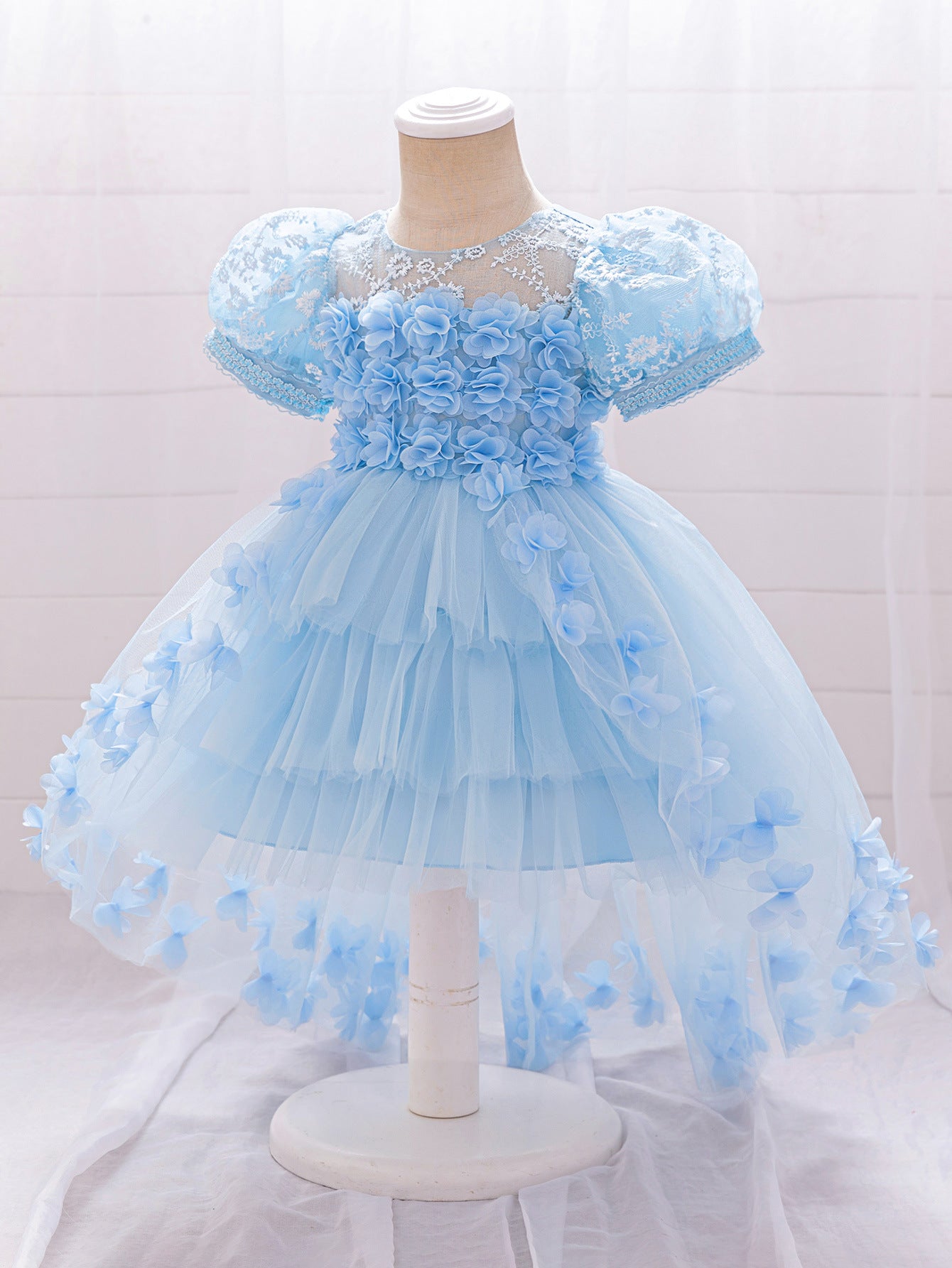 Princess Puffy High-Low Tulle Ball Gown for Girls – Party, Wedding & Event Dress (9M-4Y)