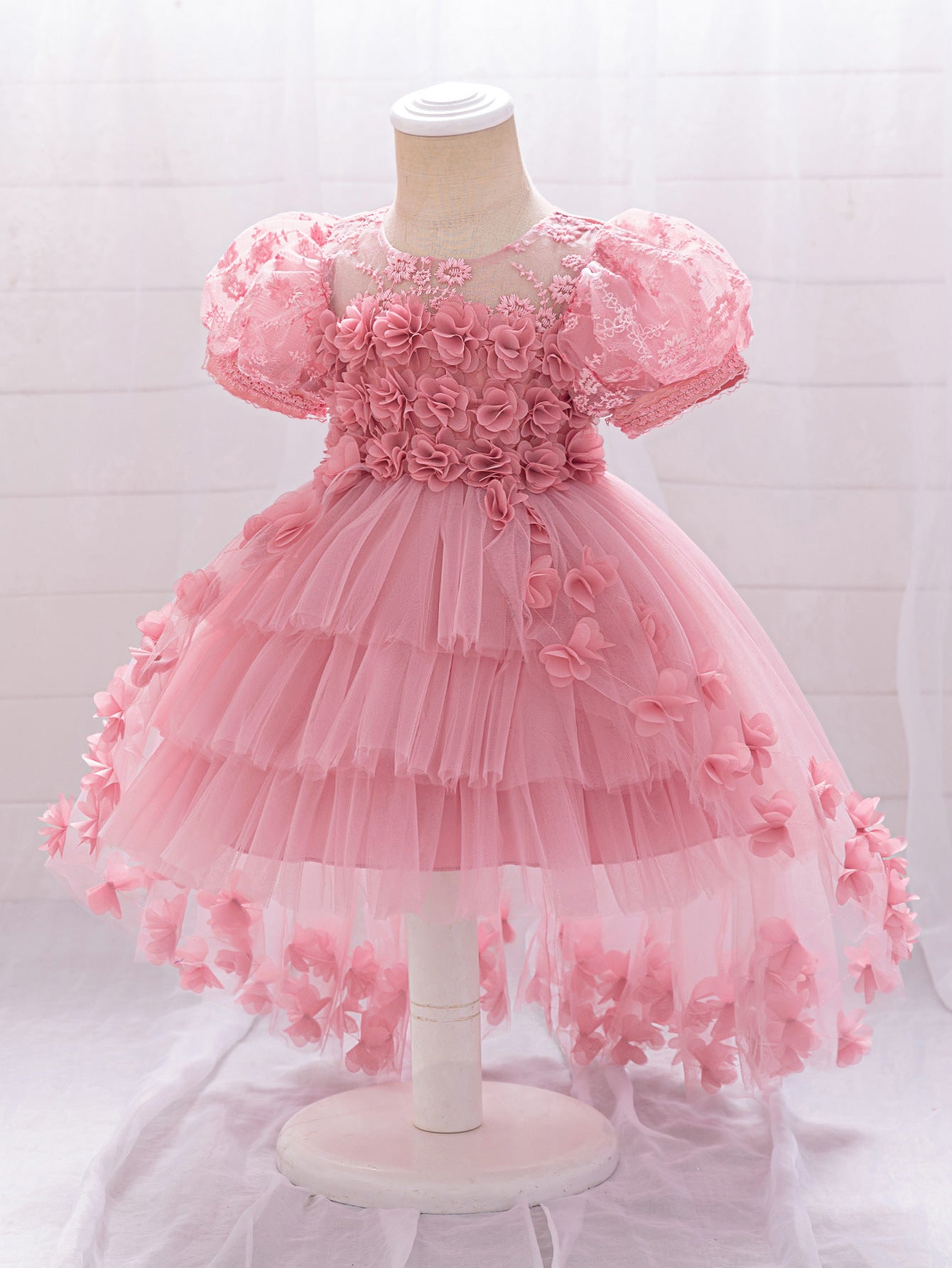 Princess Puffy High-Low Tulle Ball Gown for Girls – Party, Wedding & Event Dress (9M-4Y)