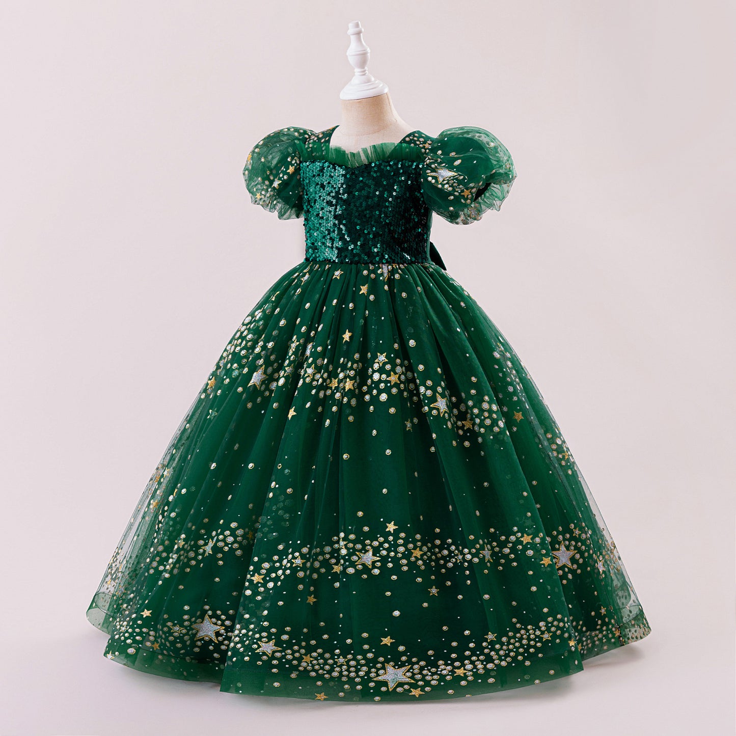 Princess Puffy Sequin Ball Gown for Girls – Formal & Celebration Dress