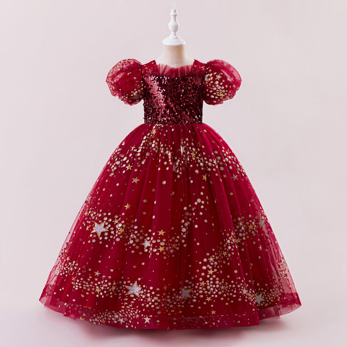 Princess Puffy Sequin Ball Gown for Girls – Formal & Celebration Dress
