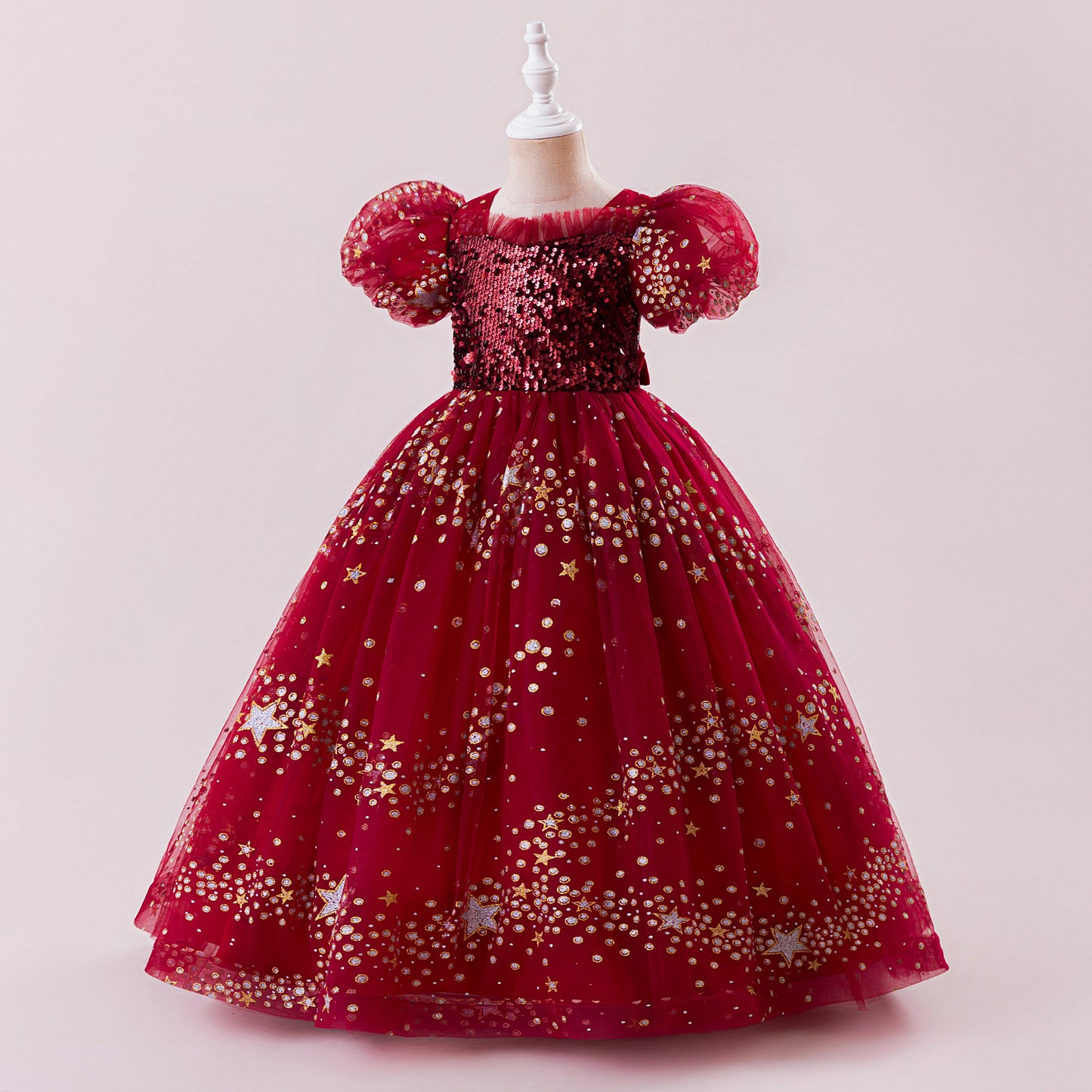 Princess Puffy Sequin Ball Gown for Girls – Formal & Celebration Dress