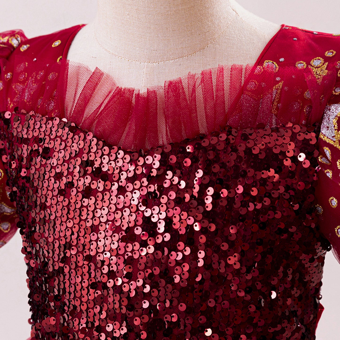 Princess Puffy Sequin Ball Gown for Girls – Formal & Celebration Dress
