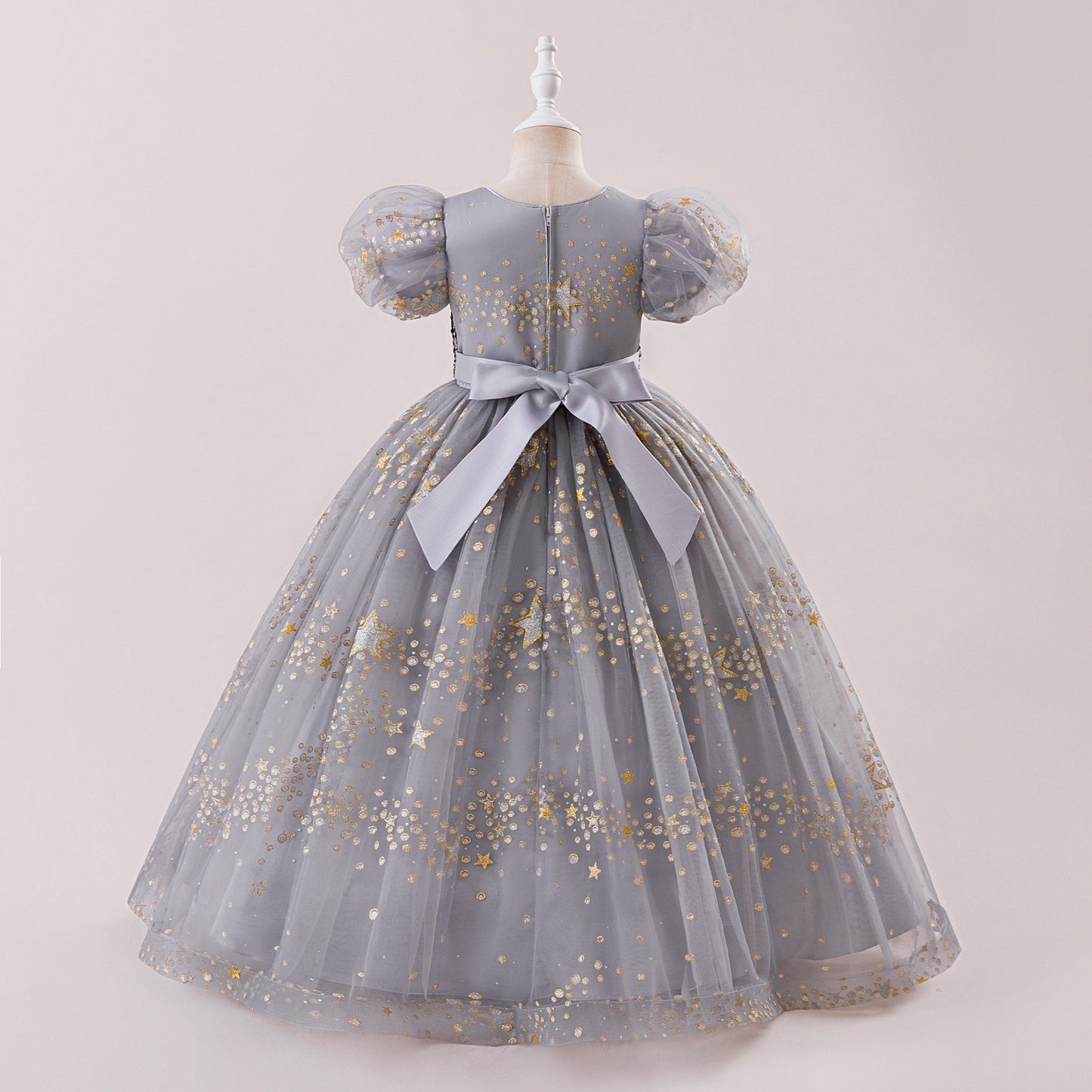 Princess Puffy Sequin Ball Gown for Girls – Formal & Celebration Dress
