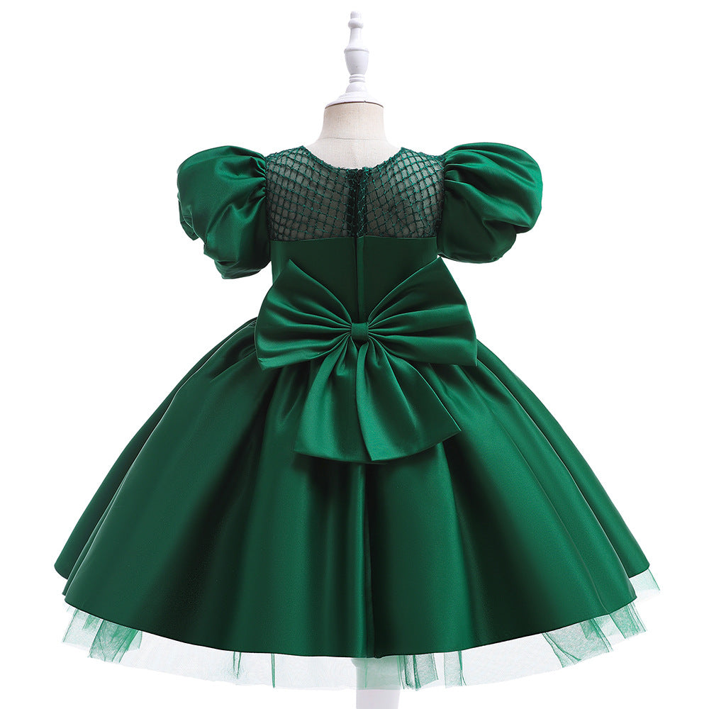 Princess Puffy Sleeve Tea-Length Ball Gown Dress for Girls | Special Occasion Dress