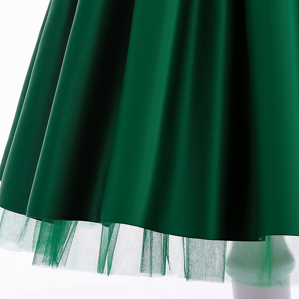 Princess Puffy Sleeve Tea-Length Ball Gown Dress for Girls | Special Occasion Dress