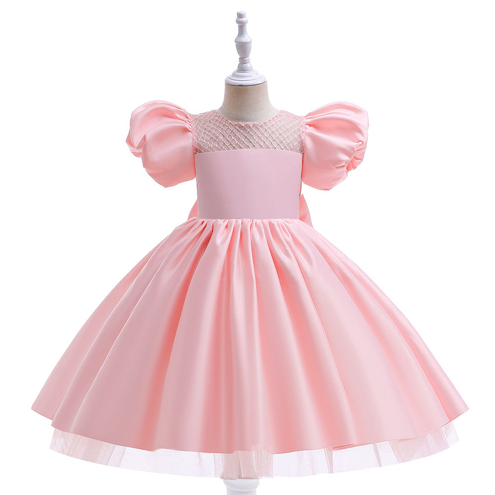 Princess Puffy Sleeve Tea-Length Ball Gown Dress for Girls | Special Occasion Dress