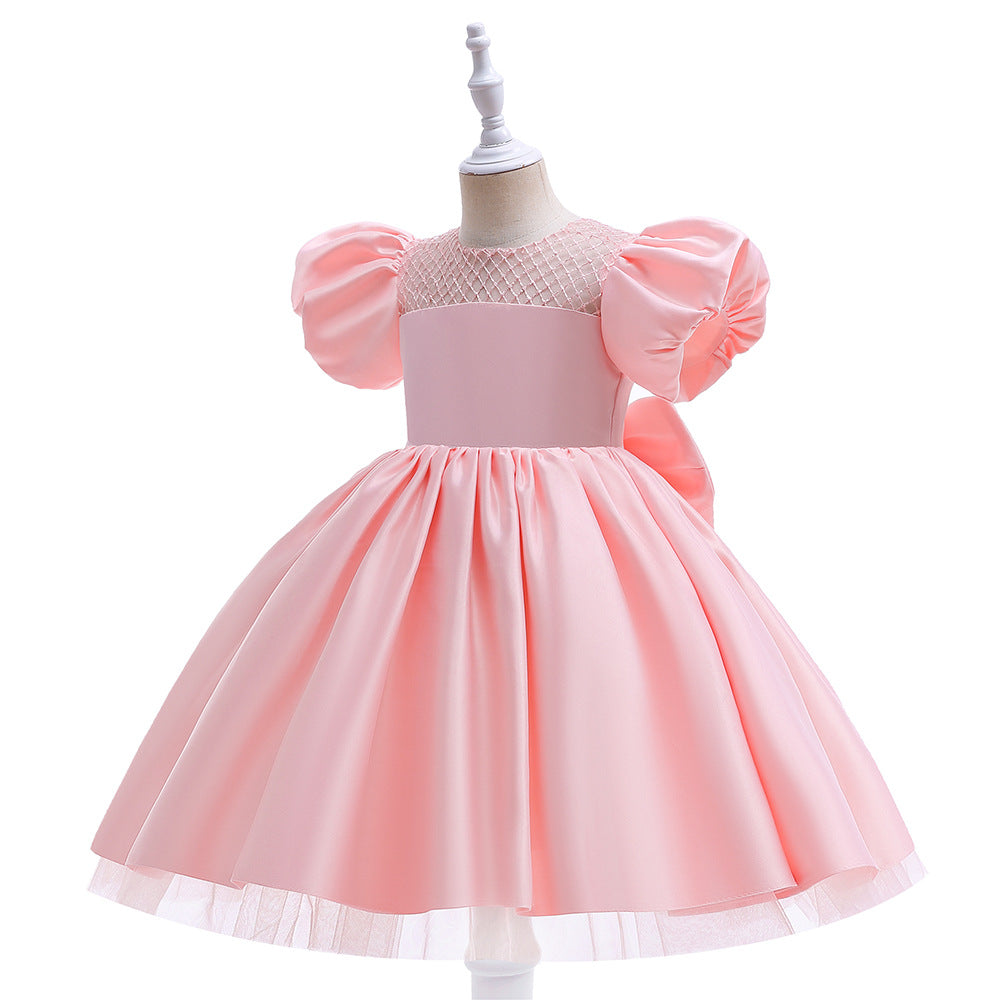 Princess Puffy Sleeve Tea-Length Ball Gown Dress for Girls | Special Occasion Dress