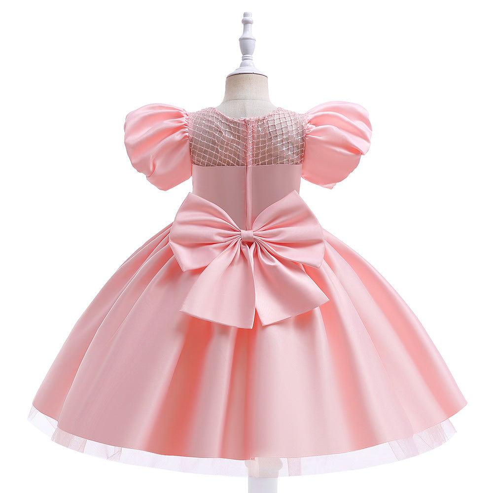 Princess Puffy Sleeve Tea-Length Ball Gown Dress for Girls | Special Occasion Dress