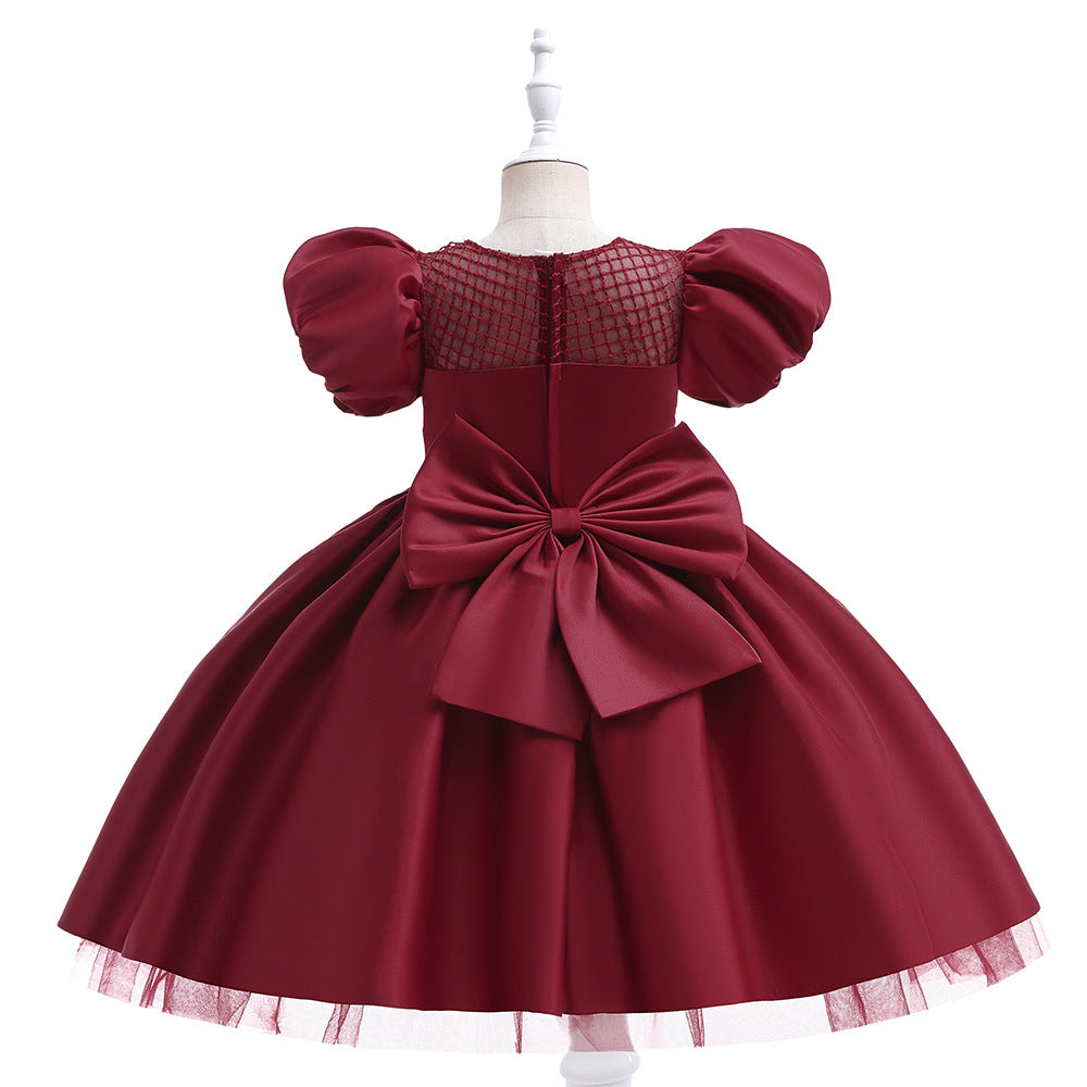 Princess Puffy Sleeve Tea-Length Ball Gown Dress for Girls | Special Occasion Dress