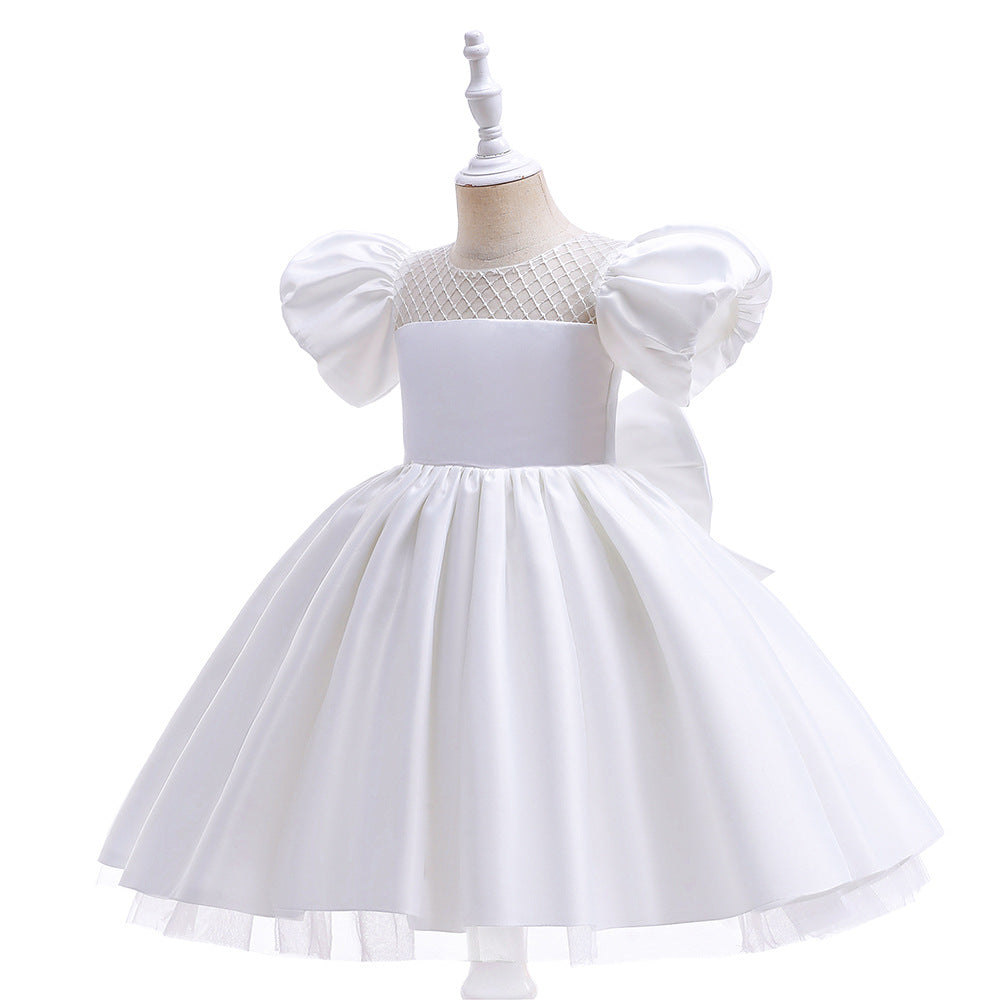 Princess Puffy Sleeve Tea-Length Ball Gown Dress for Girls | Special Occasion Dress