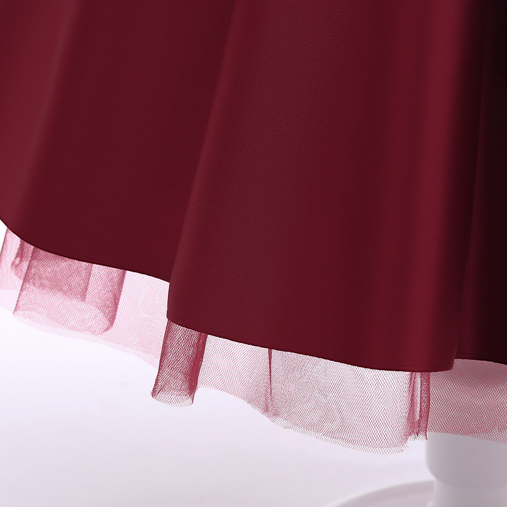 Princess Puffy Sleeve Tea-Length Ball Gown Dress for Girls | Special Occasion Dress