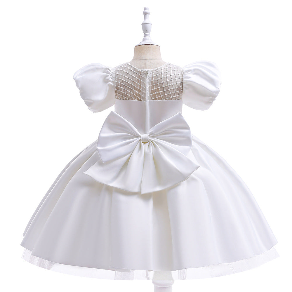 Princess Puffy Sleeve Tea-Length Ball Gown Dress for Girls | Special Occasion Dress