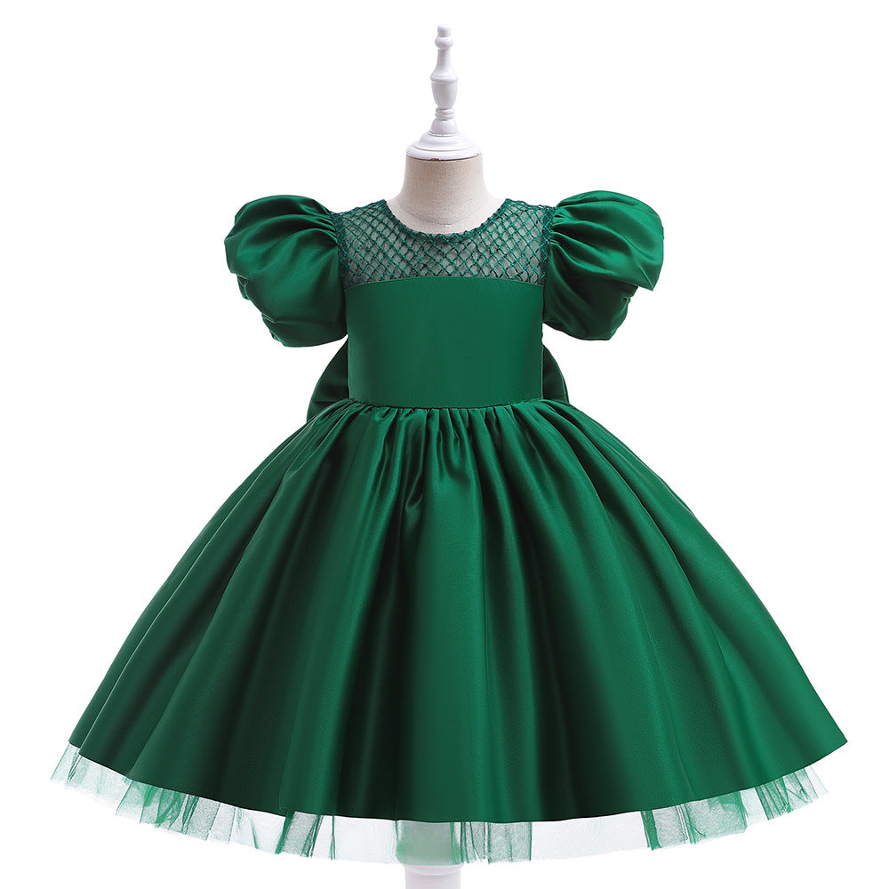 Princess Puffy Sleeve Tea-Length Ball Gown Dress for Girls | Special Occasion Dress