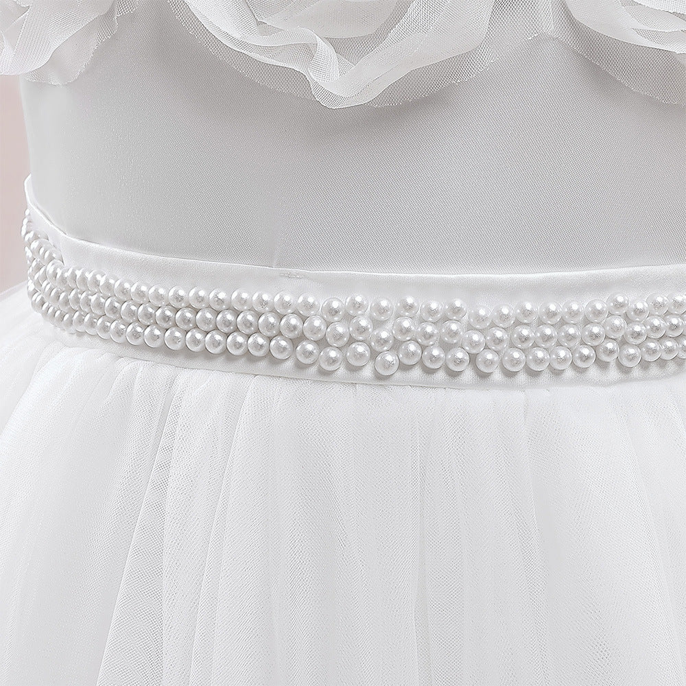 Princess Puffy Long Sleeve Ball Gown for Girls – Mesh Lace Maxi Occasion Dress