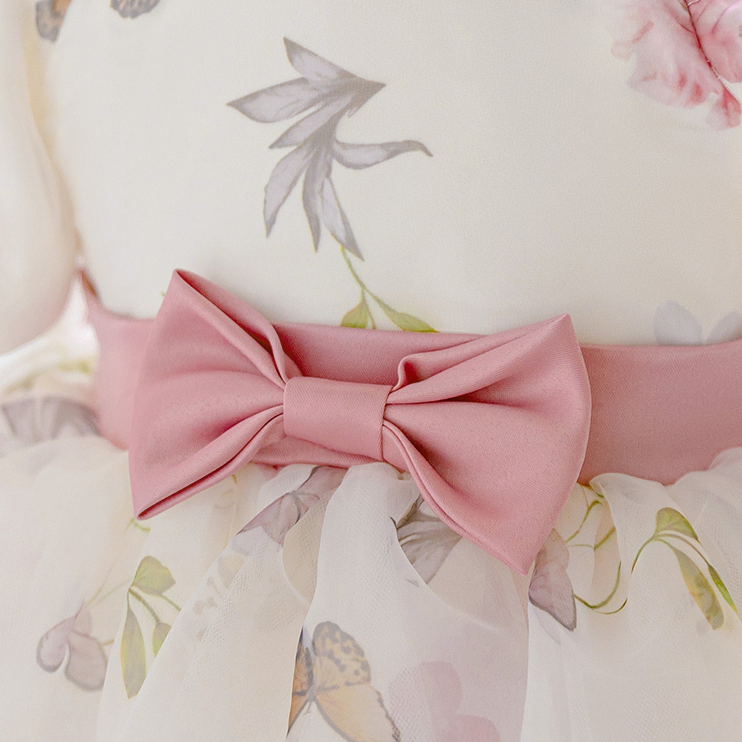 Puffy Sleeve Off-Shoulder Floral Girl's Dress | Kids Party & Wedding Gown