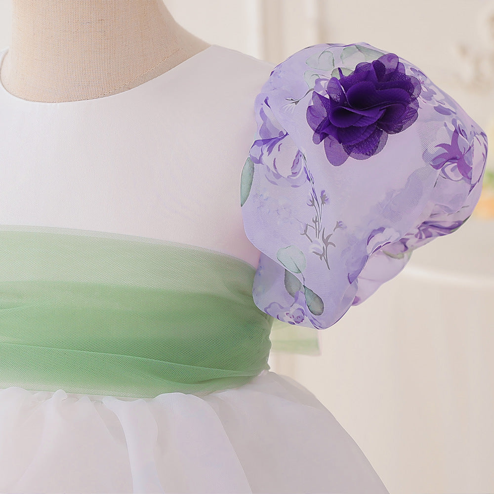 Princess Puffy Sleeve Floral Tulle Ball Gown Dress for Girls (Ages 3-10)