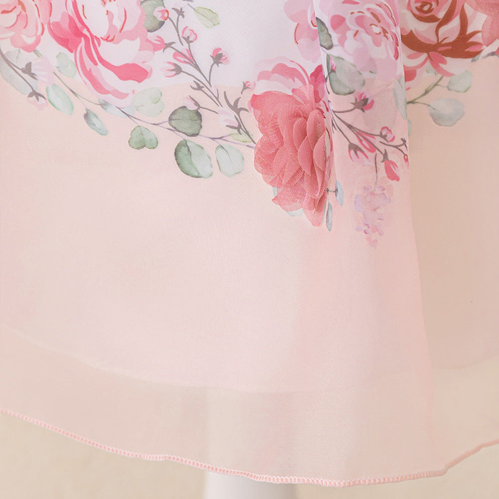 Princess Puffy Sleeve Floral Tulle Ball Gown Dress for Girls (Ages 3-10)