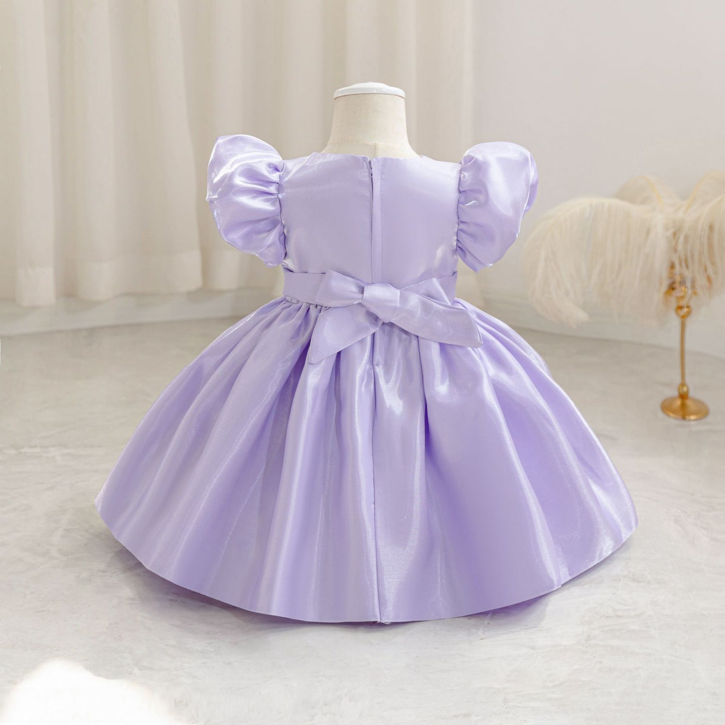 Princess Ball Gown Puffy Sleeve Dress for Toddlers – Flower Girl & Party Wear