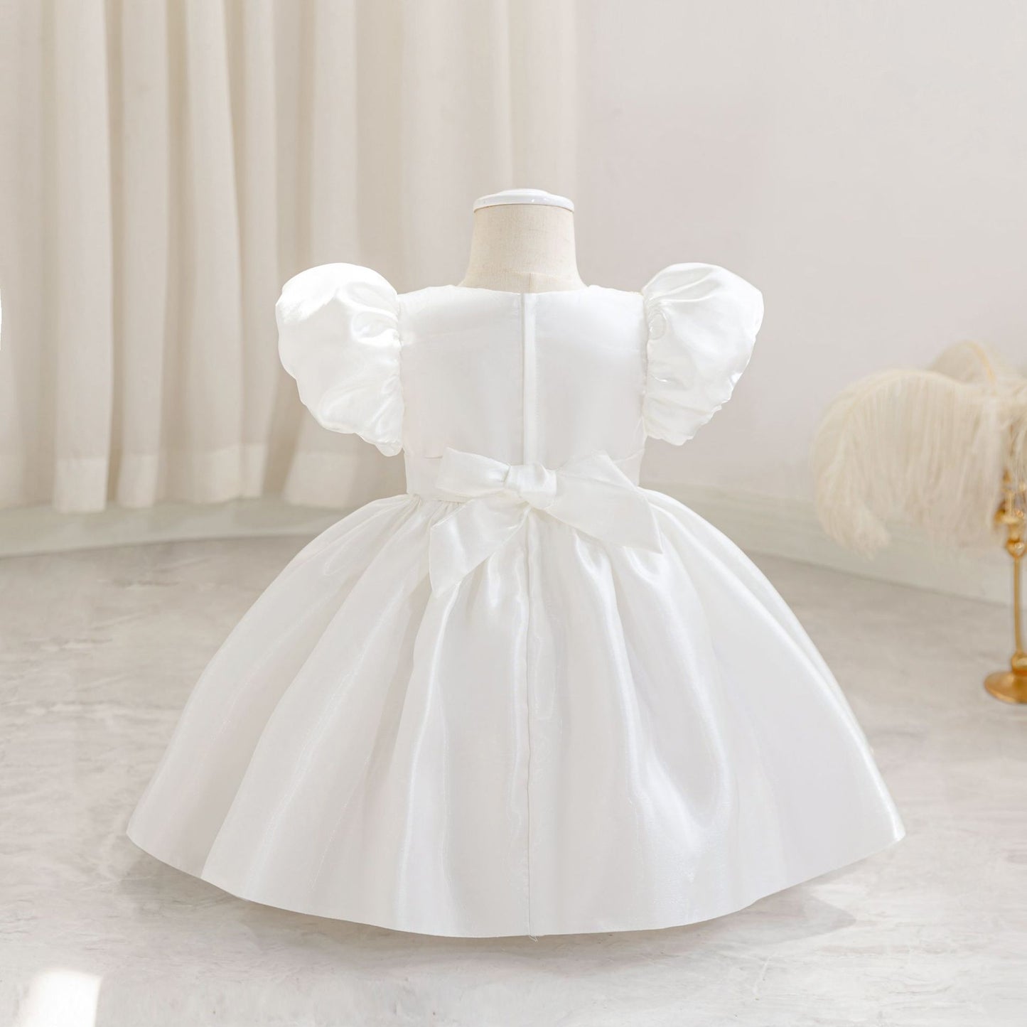 Princess Ball Gown Puffy Sleeve Dress for Toddlers – Flower Girl & Party Wear