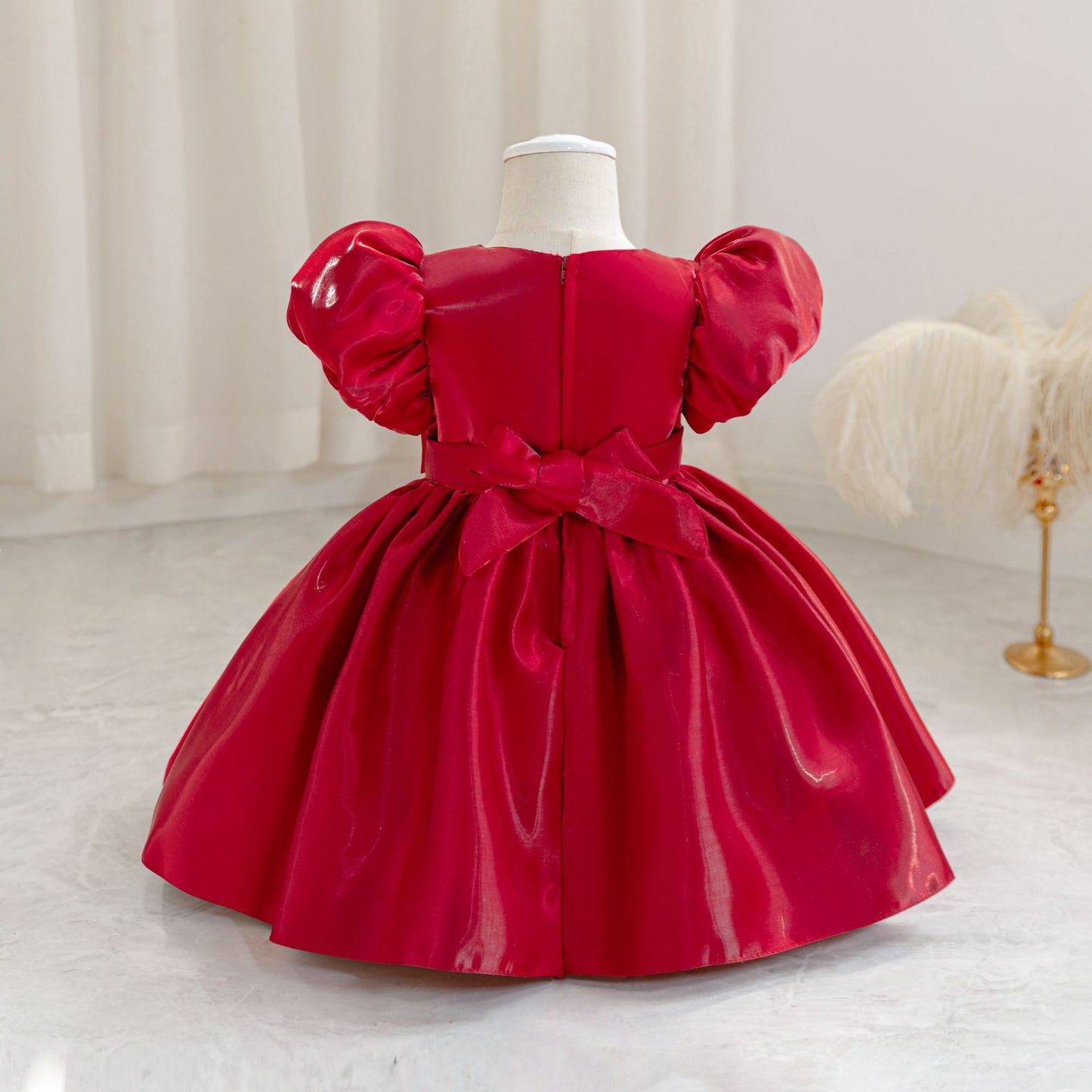 Princess Ball Gown Puffy Sleeve Dress for Toddlers – Flower Girl & Party Wear