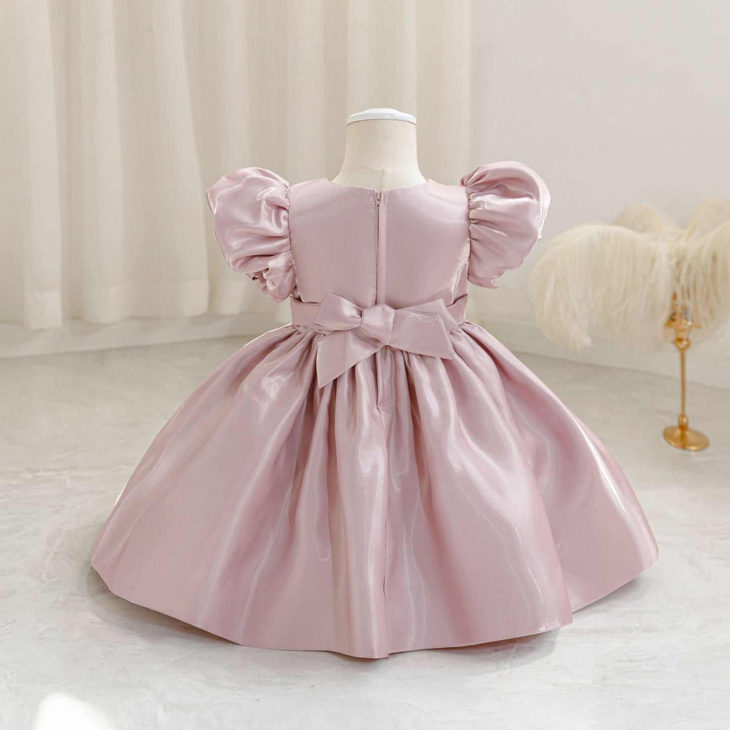 Princess Ball Gown Puffy Sleeve Dress for Toddlers – Flower Girl & Party Wear