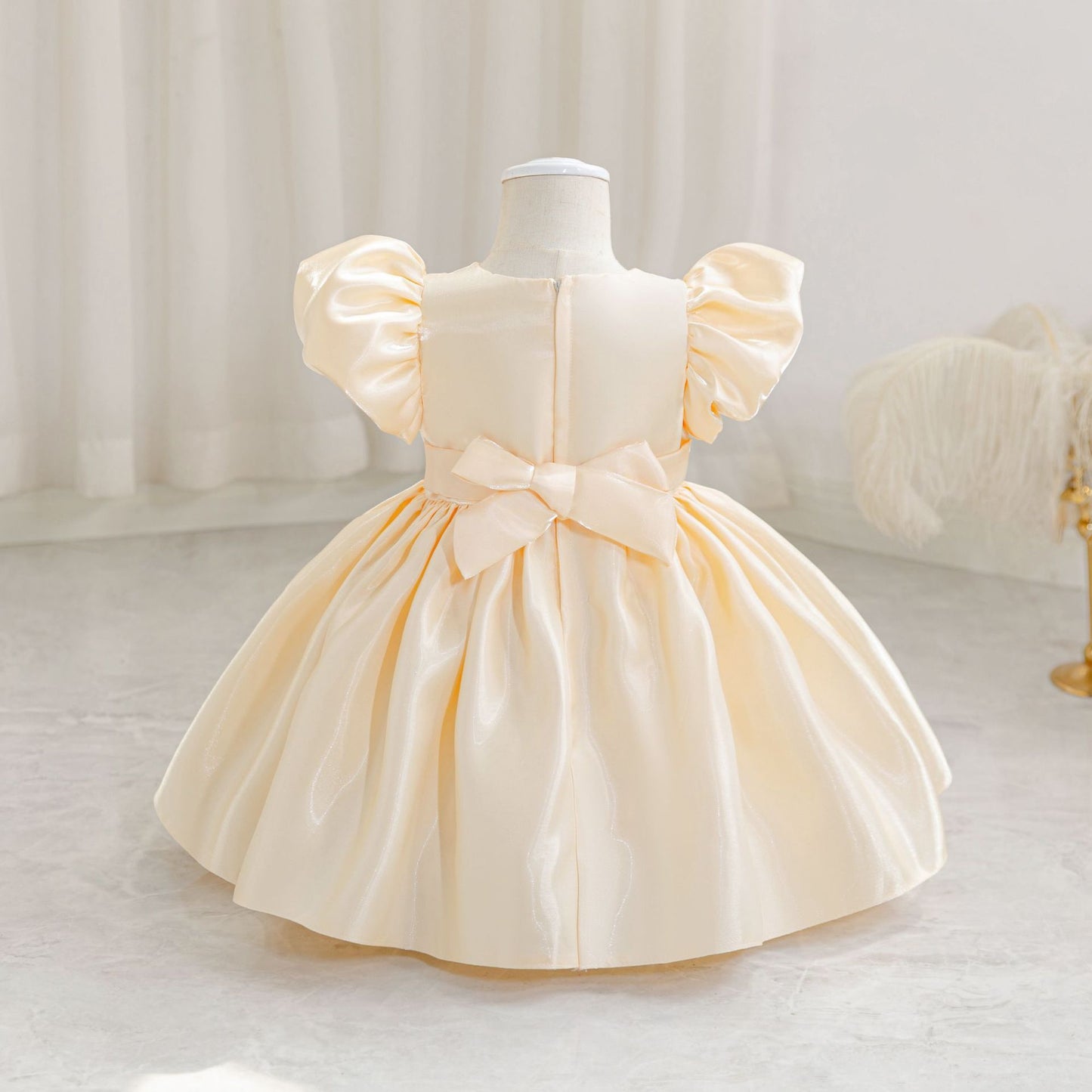 Princess Ball Gown Puffy Sleeve Dress for Toddlers – Flower Girl & Party Wear