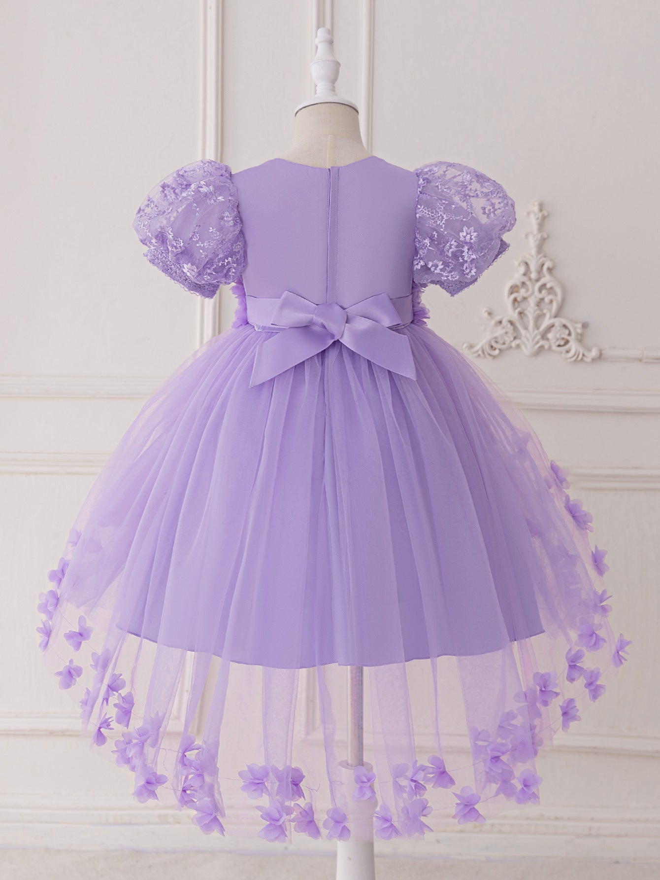 Princess Puffy Sleeve High-Low Tulle Dress – Ball Gown for Girls (Ages 3-12)