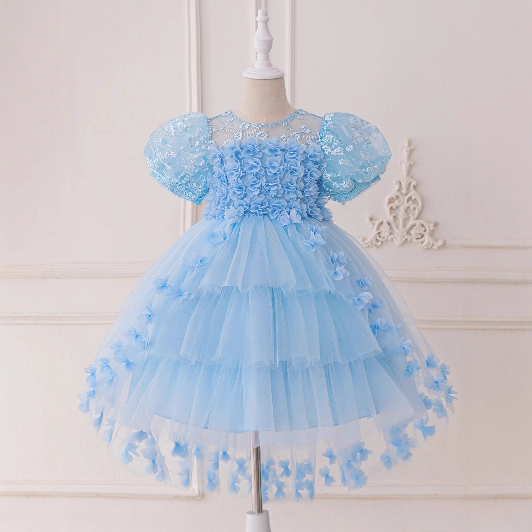 Princess Puffy Sleeve High-Low Tulle Dress – Ball Gown for Girls (Ages 3-12)