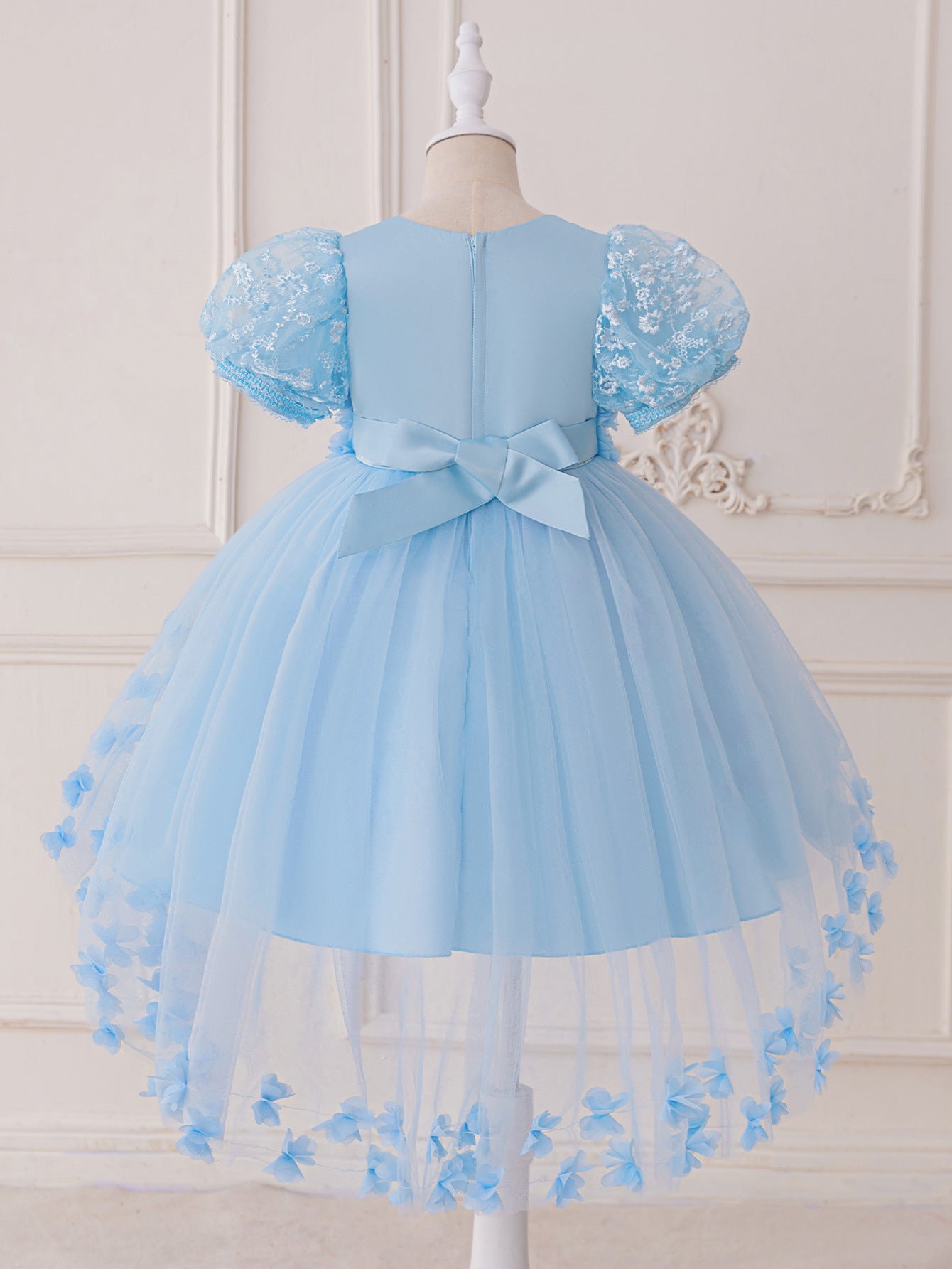 Princess Puffy Sleeve High-Low Tulle Dress – Ball Gown for Girls (Ages 3-12)