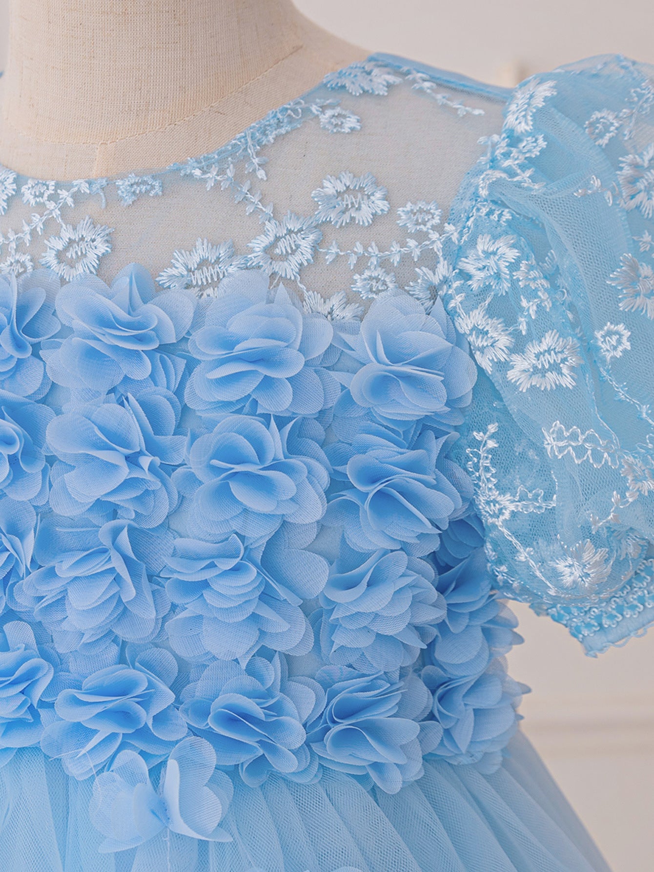 Princess Puffy Sleeve High-Low Tulle Dress – Ball Gown for Girls (Ages 3-12)
